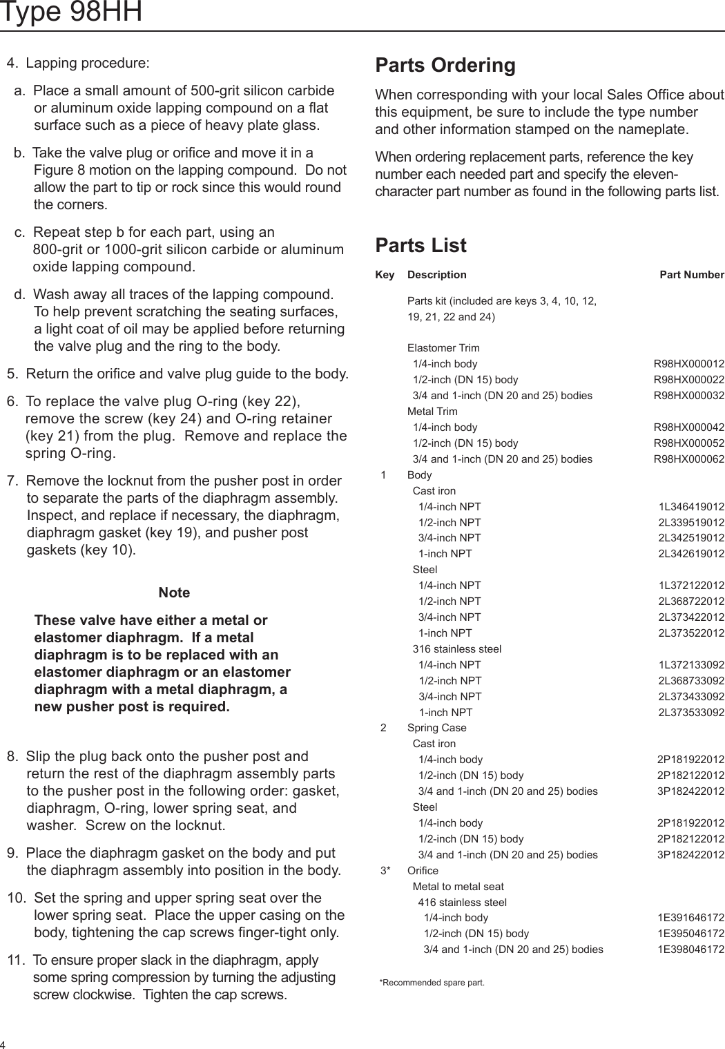 Page 4 of 8 - Emerson Emerson-98-Series-Relief-Valve-Or-Backpressure-Regulator-Instruction-Manual-  Emerson-98-series-relief-valve-or-backpressure-regulator-instruction-manual