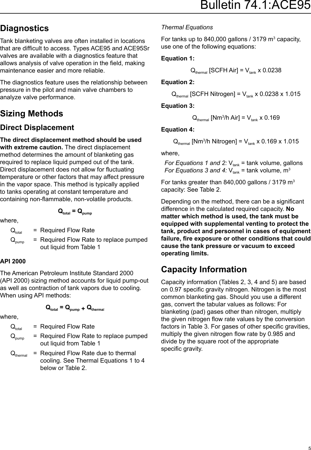 Page 5 of 12 - Emerson Emerson-Ace95-Vapor-Saver-Tank-Blanketing-Valve-Data-Sheet-  Emerson-ace95-vapor-saver-tank-blanketing-valve-data-sheet