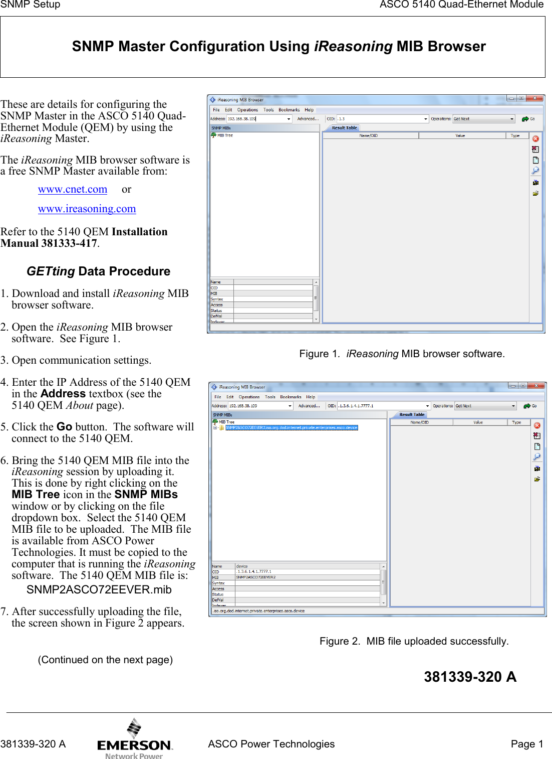Page 1 of 2 - Emerson Emerson-Asco-5140-Quad-Ethernet-Module-Acc-72Ee-Snmp-Reference-Guide- +  Emerson-asco-5140-quad-ethernet-module-acc-72ee-snmp-reference-guide