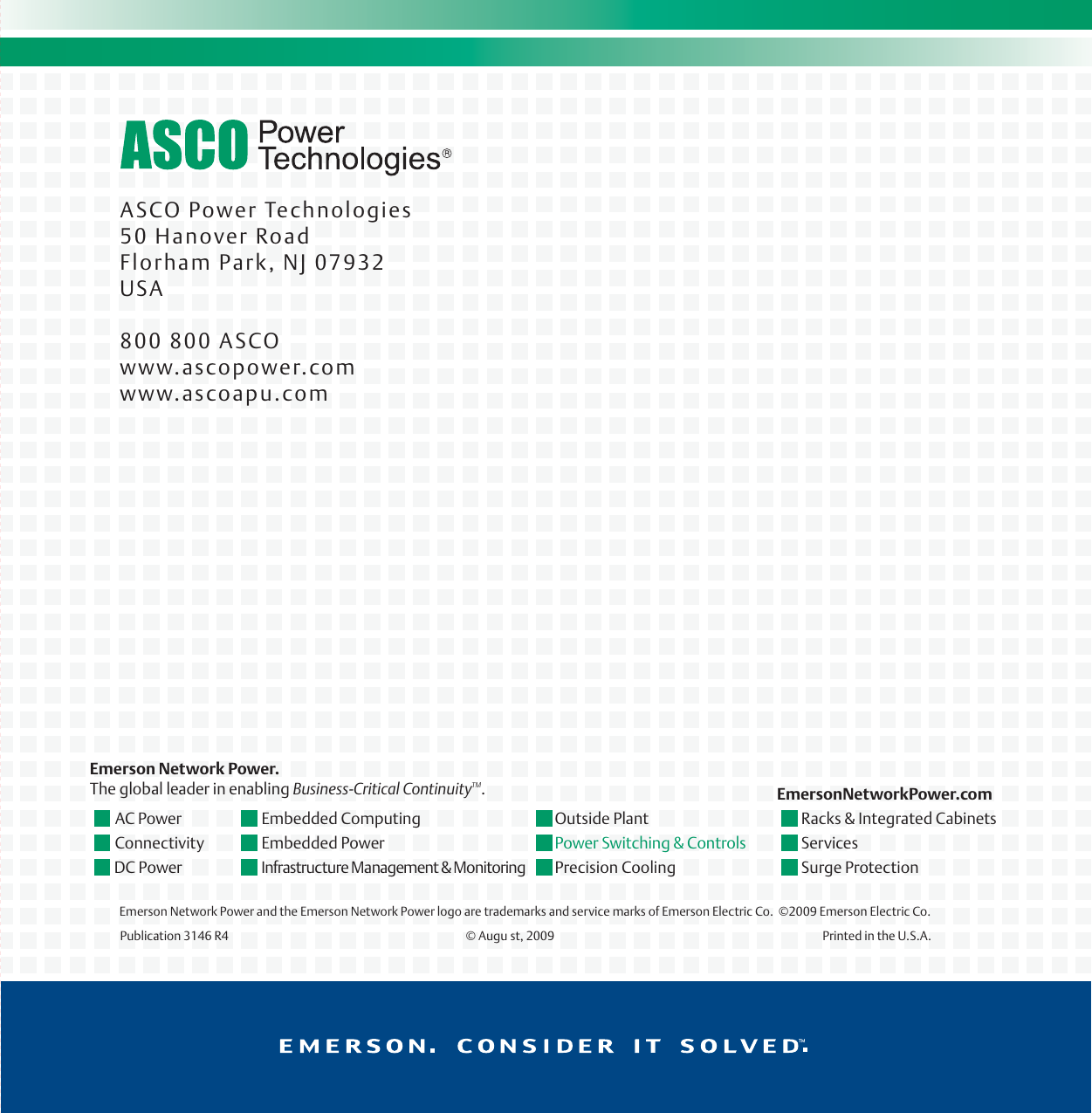 Page 8 of 8 - Emerson Emerson-Asco-5350-Eight-Channel-Remote-Annunciator-Brochures-And-Data-Sheets- 3146_R4  Emerson-asco-5350-eight-channel-remote-annunciator-brochures-and-data-sheets