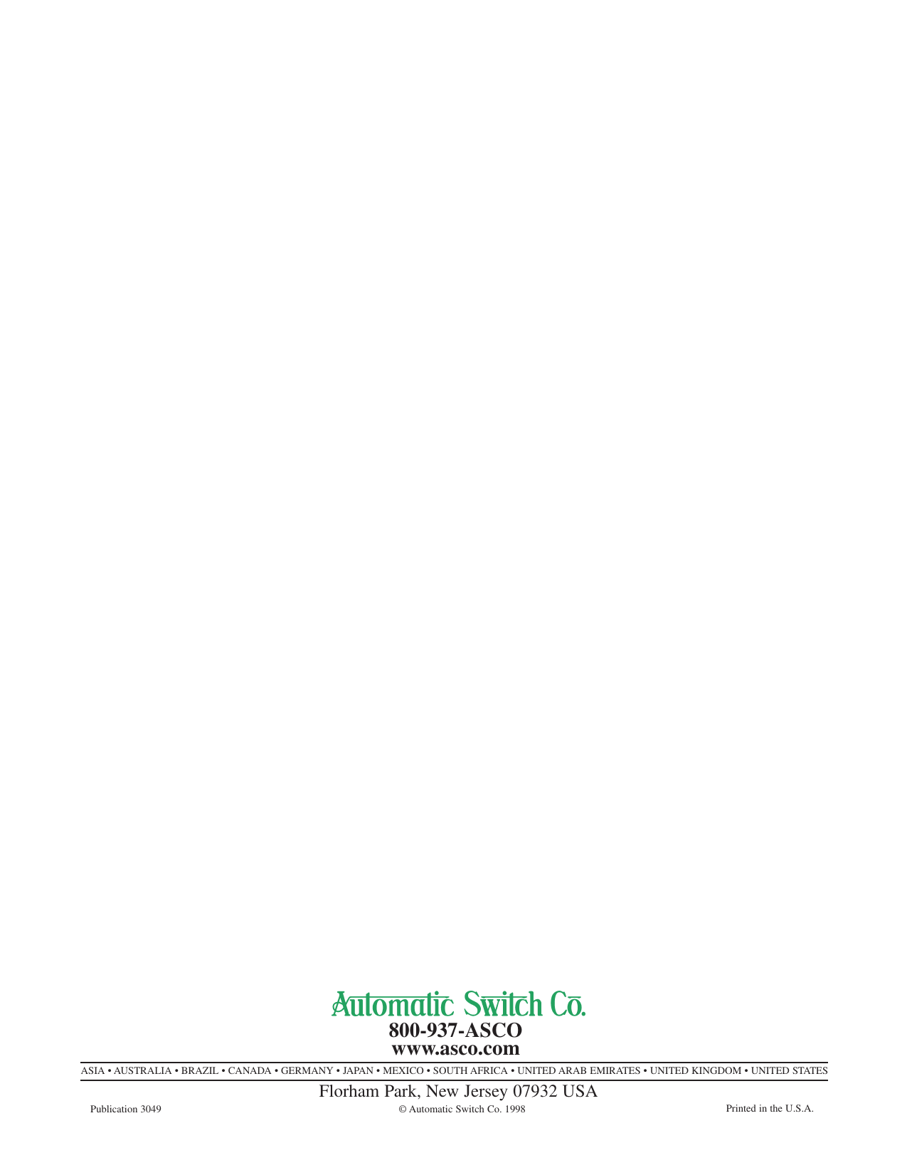 Page 12 of 12 - Emerson Emerson-Asco-Ats-Switchboards-Brochures-And-Data-Sheets- 1258  Emerson-asco-ats-switchboards-brochures-and-data-sheets