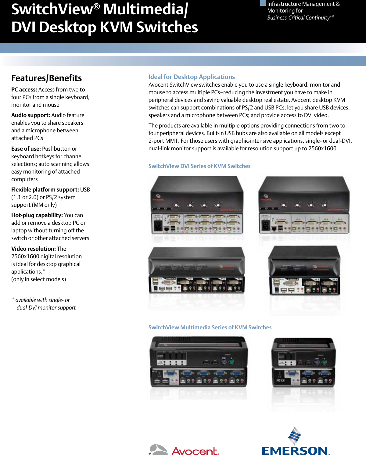 Page 1 of 2 - Emerson Emerson-Avocent-Switchview-Mm-Kvm-Desktop-Switches-Brochures-And-Data-Sheets-  Emerson-avocent-switchview-mm-kvm-desktop-switches-brochures-and-data-sheets