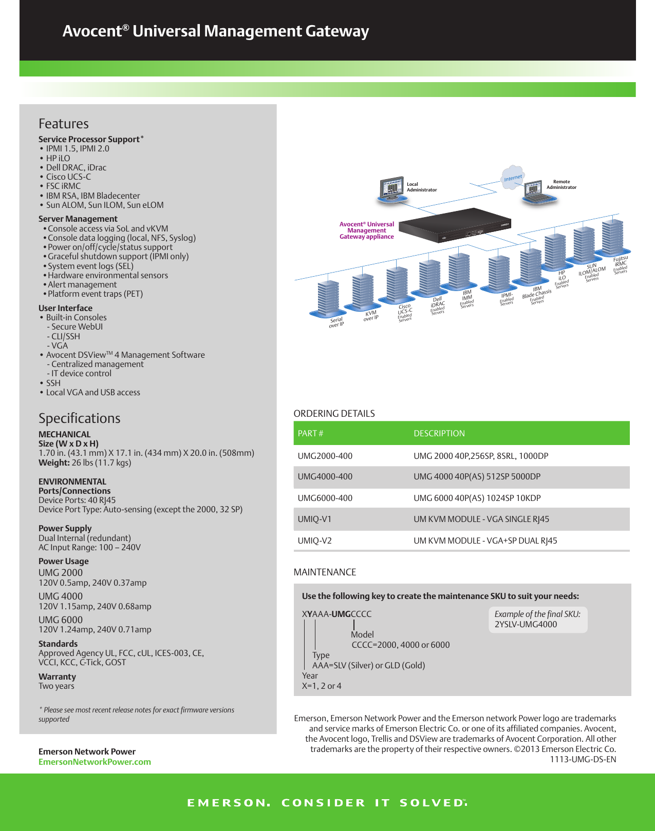 Page 2 of 2 - Emerson Emerson-Avocent-Universal-Management-Gateway-Brochures-And-Data-Sheets-  Emerson-avocent-universal-management-gateway-brochures-and-data-sheets