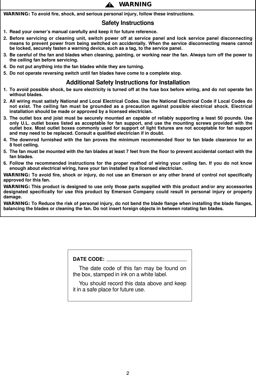 Page 2 of 8 - Emerson Emerson-Cf925Bk00-Owners-Manual- BP72 COOLER  Emerson-cf925bk00-owners-manual