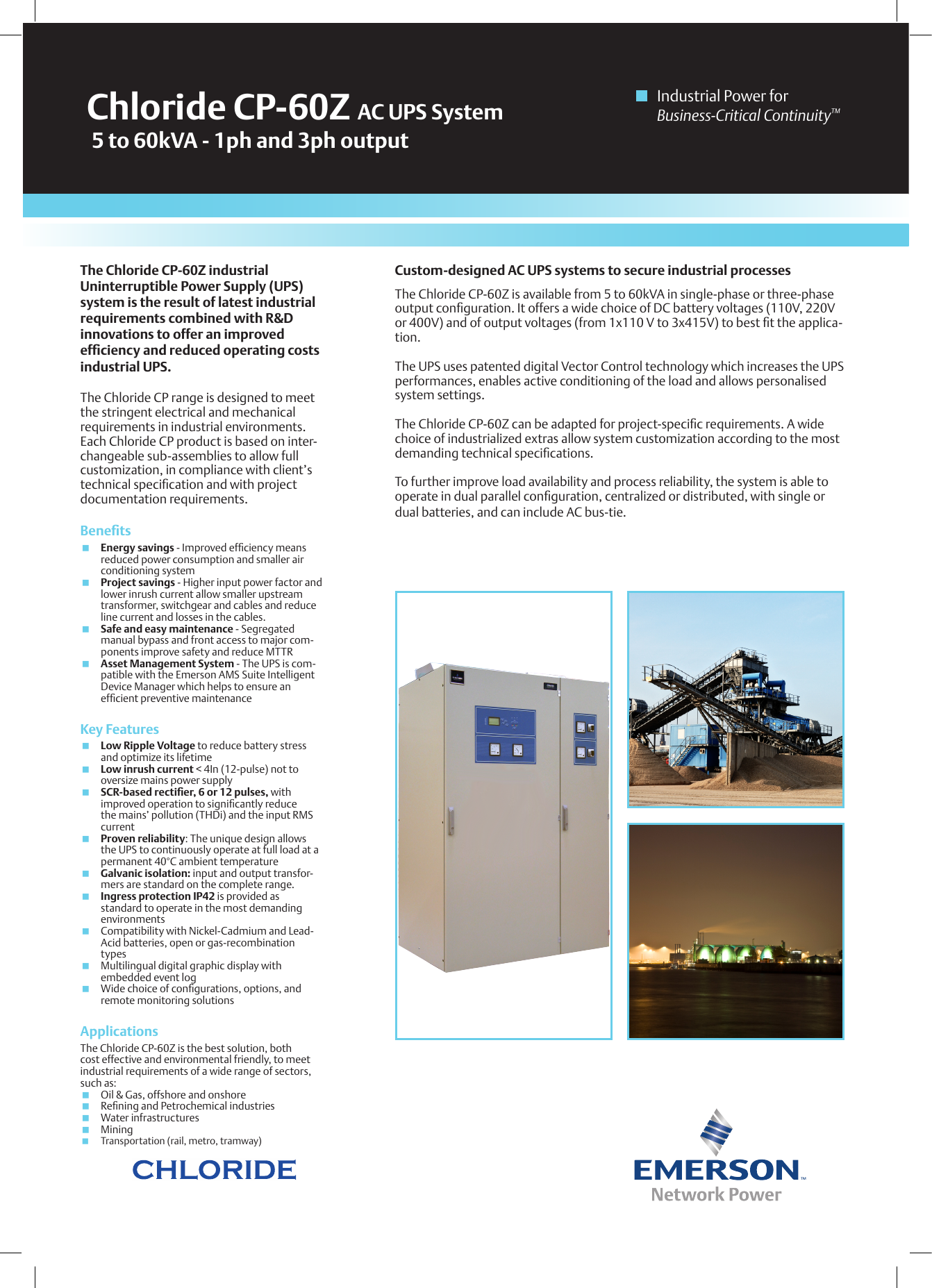 Page 1 of 2 - Emerson Emerson-Chloride-Cp-60Z-5-To-60-Kva-Brochures-And-Data-Sheets-  Emerson-chloride-cp-60z-5-to-60-kva-brochures-and-data-sheets