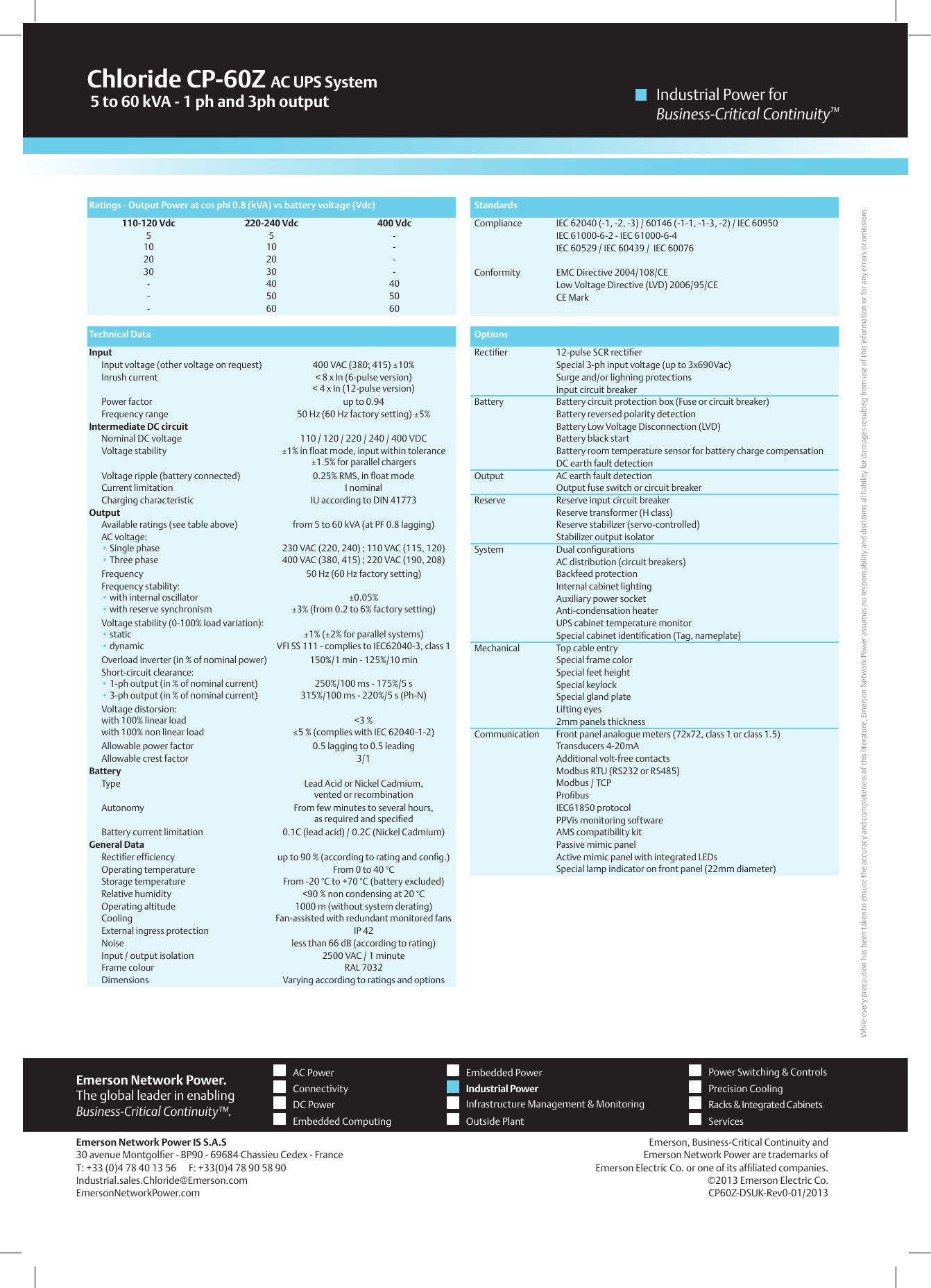 Page 2 of 2 - Emerson Emerson-Chloride-Cp-60Z-5-To-60-Kva-Brochures-And-Data-Sheets-  Emerson-chloride-cp-60z-5-to-60-kva-brochures-and-data-sheets