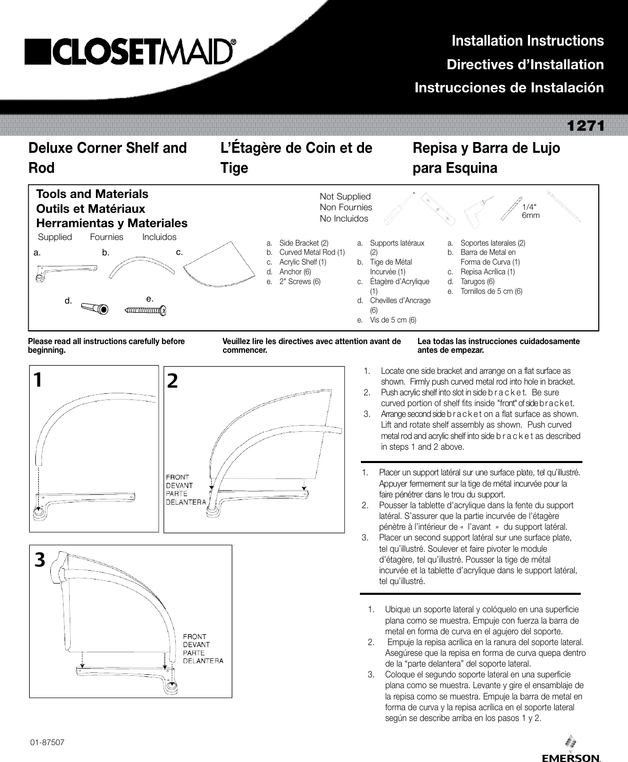 Emerson Closetmaid 1271 Installation Manual