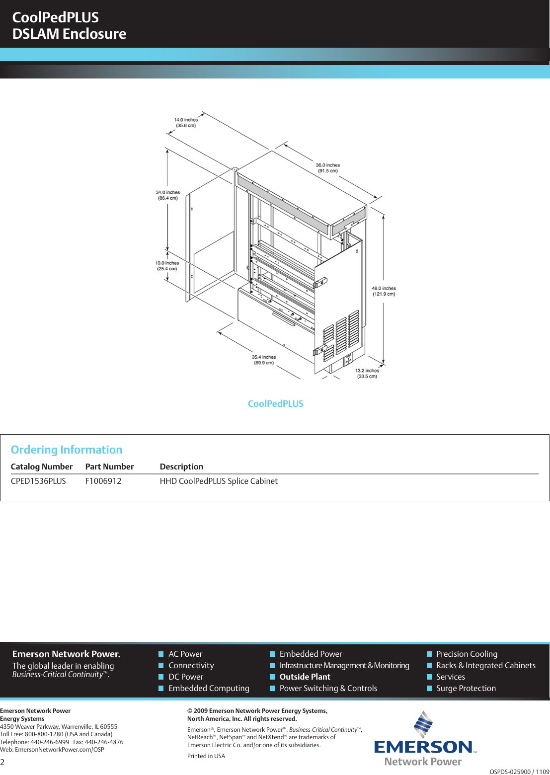 Page 2 of 2 - Emerson Emerson-Coolpedplus-Dslam-Brochures-And-Data-Sheets- Emerson-coolpedplus-dslam-brochures-and-data-sheets