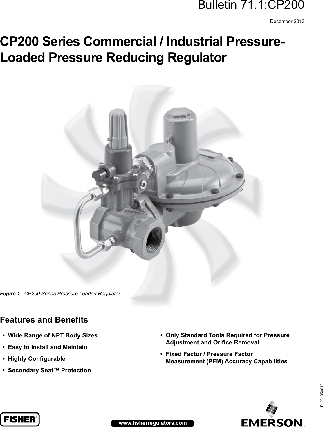 Emerson Cp200 Series Pressure Loaded Reducing Regulators Data Sheet