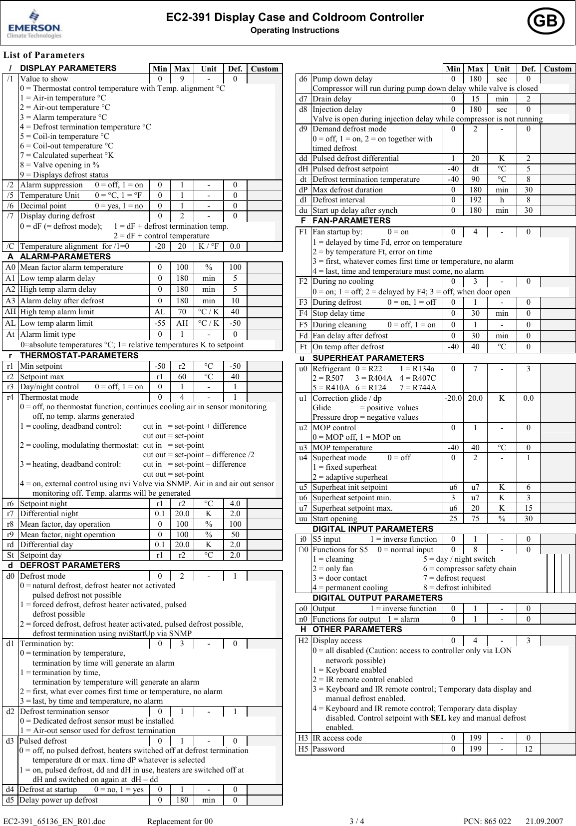 Page 3 of 4 - Emerson Emerson-Display-Case-And-Cold-Room-Controller-Ec2-391-Users-Manual EC2-391_65136_EN_R01