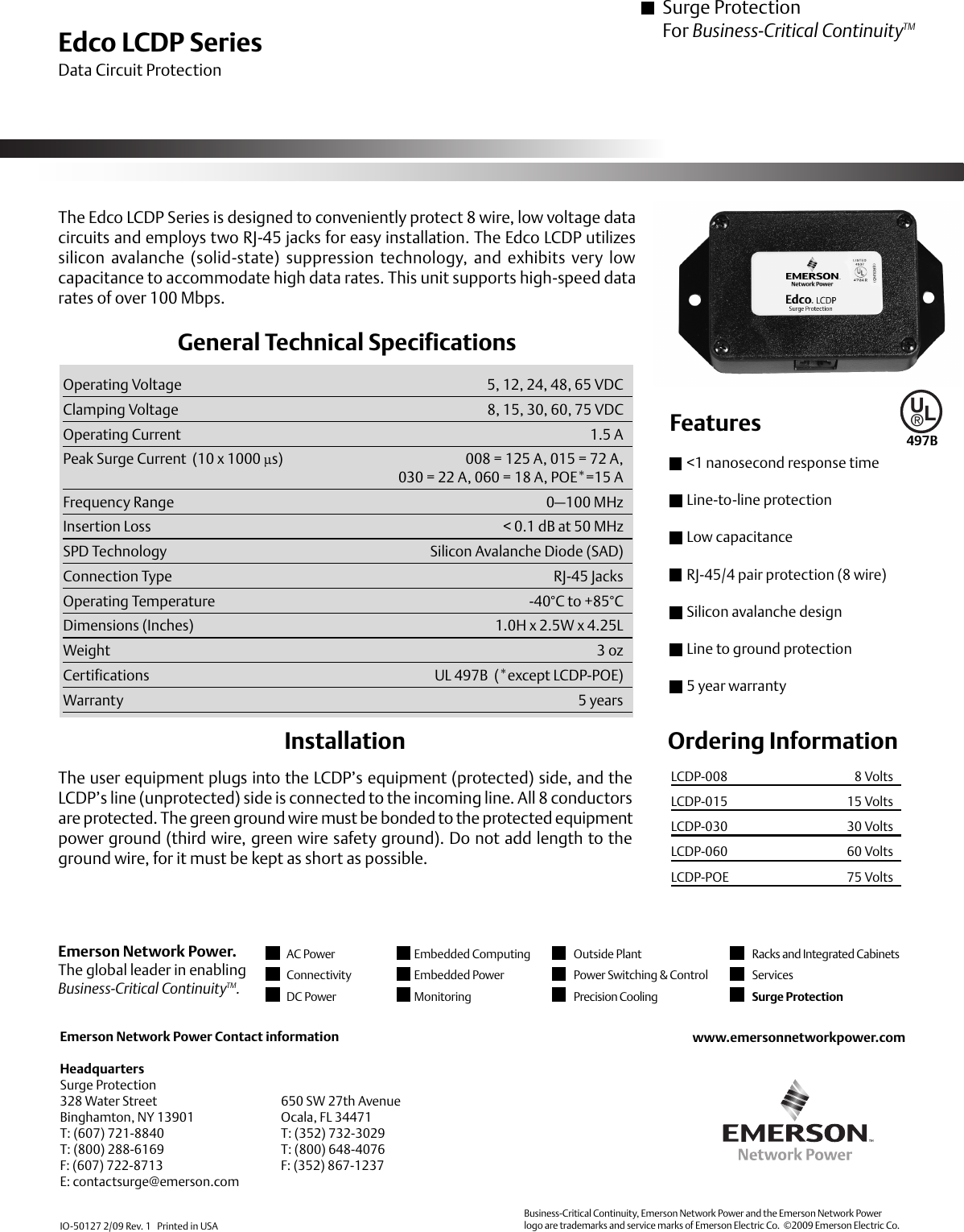 Page 1 of 1 - Emerson Emerson-Edco-Lcdp-Series-Data-Circuit-Brochures-And-Data-Sheets-  Emerson-edco-lcdp-series-data-circuit-brochures-and-data-sheets