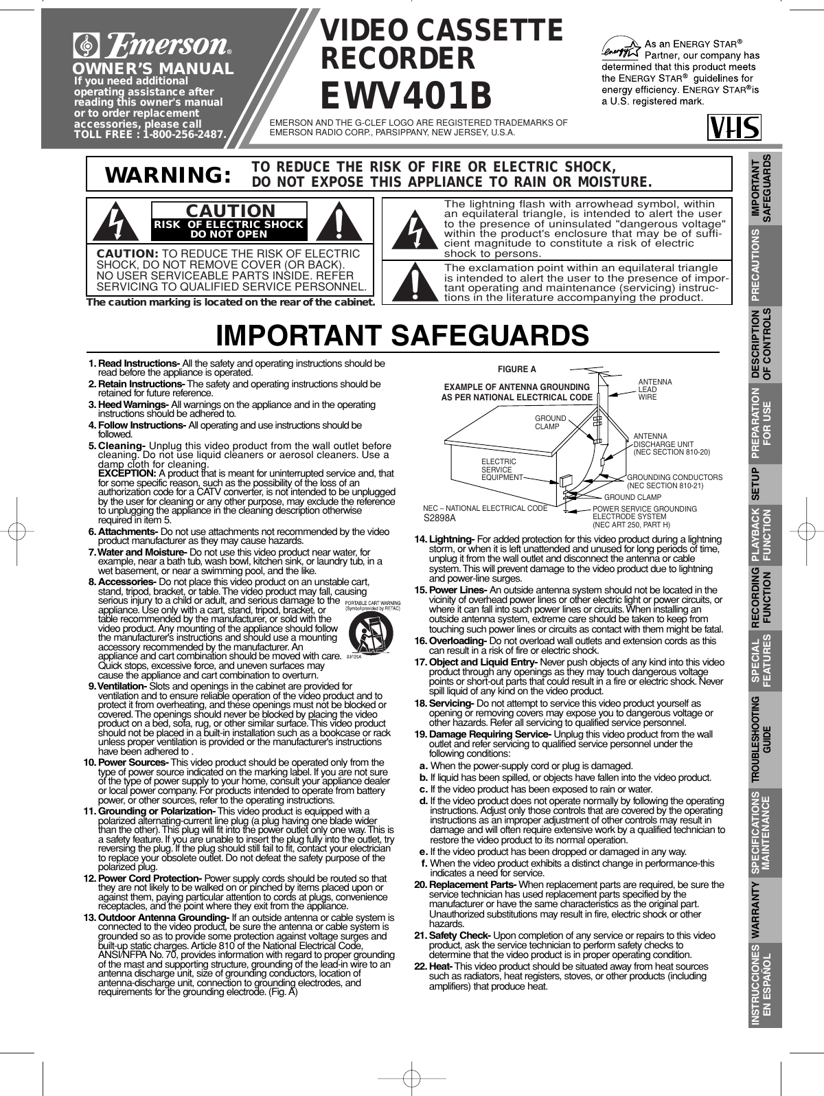 Page 1 of 8 - Emerson Emerson-Ewv401B-Owners-Manual- HB3J1UD.QX33  Emerson-ewv401b-owners-manual