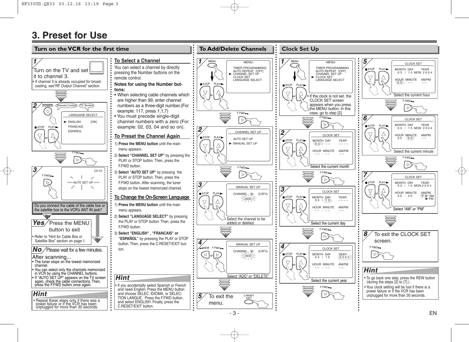 Page 3 of 8 - Emerson Emerson-Ewv404-Owners-Manual- HF330UD.QX33  Emerson-ewv404-owners-manual