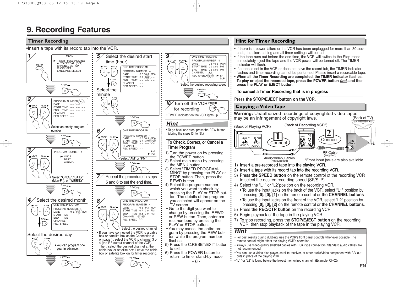 Page 6 of 8 - Emerson Emerson-Ewv404-Owners-Manual- HF330UD.QX33  Emerson-ewv404-owners-manual