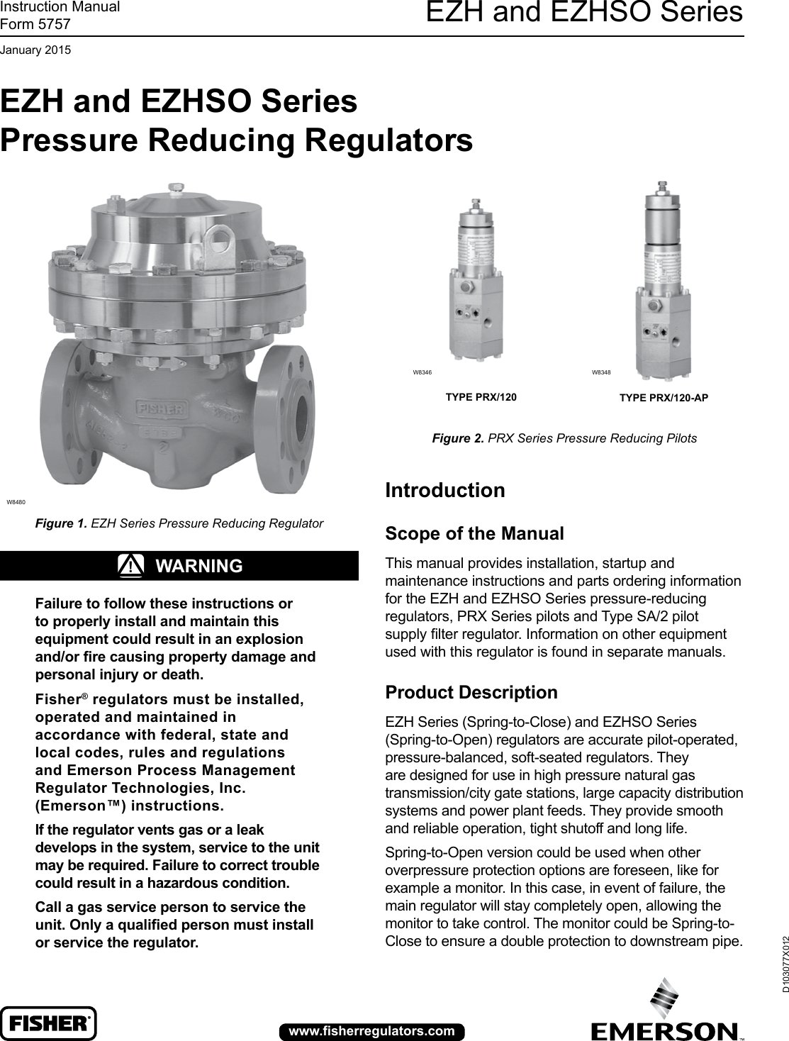 Emerson Ezh And Ezhso Series Pressure Reducing Regulators Instruction Manual 1529