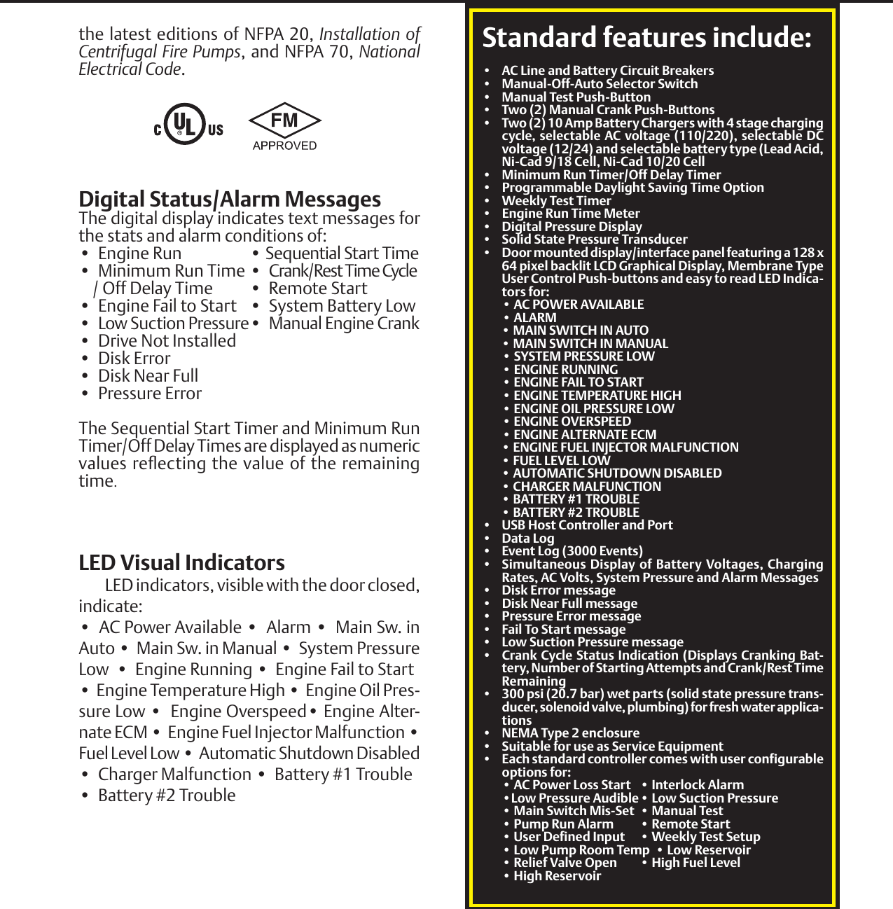 Page 3 of 4 - Emerson Emerson-Firetrol-Fta1100-J-Diesel-Engine-Fire-Pump-Controller-Brochures-And-Data-Sheets-  Emerson-firetrol-fta1100-j-diesel-engine-fire-pump-controller-brochures-and-data-sheets