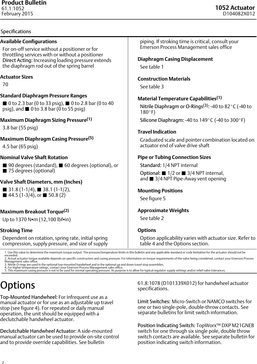 Page 2 of 8 - Emerson Emerson-Fisher-1051-And-1052-Data-Sheet- D104082X012_Feb15  Emerson-fisher-1051-and-1052-data-sheet