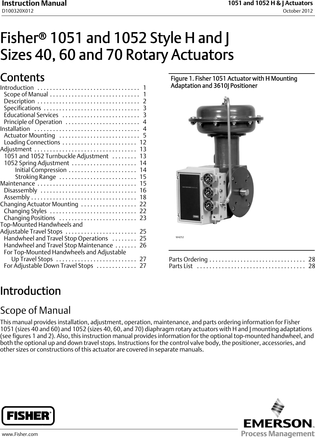 Emerson Fisher 1051 And 1052 Installation Instructions