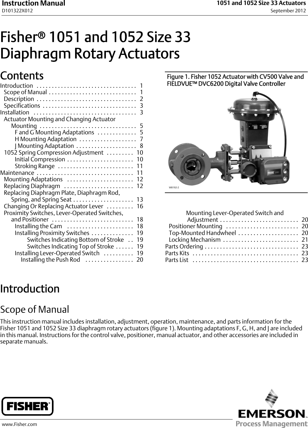 Emerson Fisher 1051 And 1052 Installation Instructions