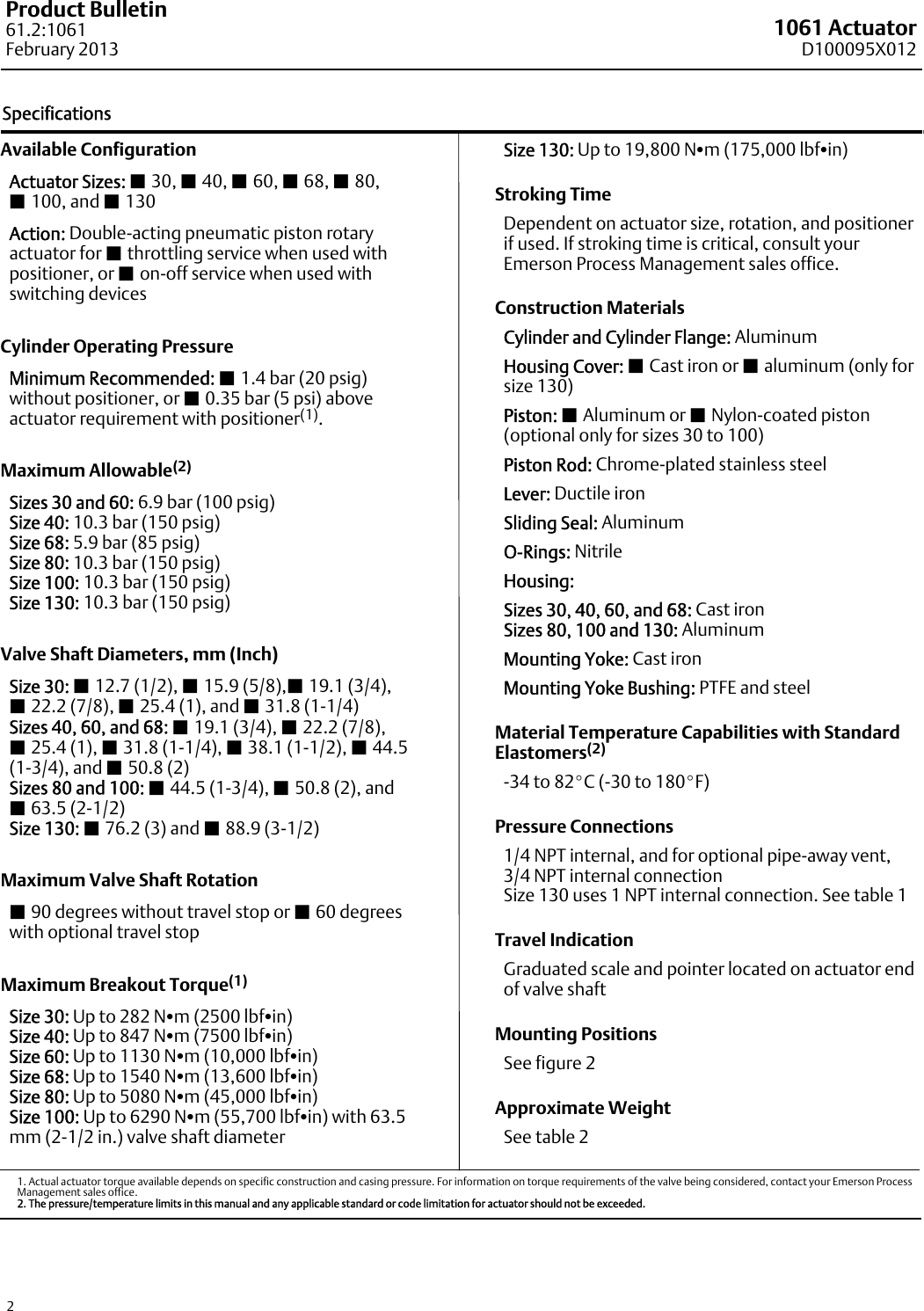 Page 2 of 8 - Emerson Emerson-Fisher-1061-Data-Sheet-  Emerson-fisher-1061-data-sheet