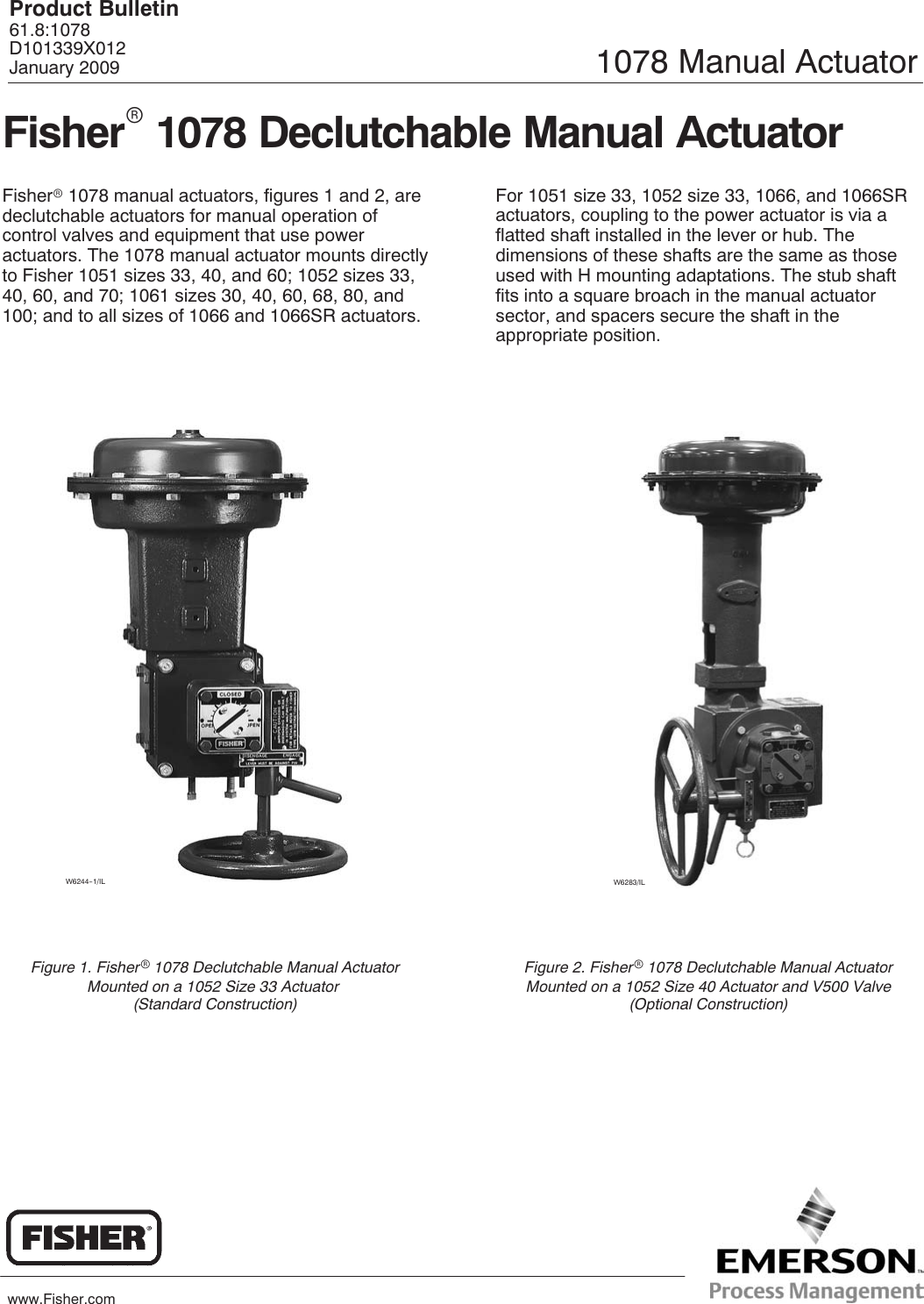 Page 1 of 12 - Emerson Emerson-Fisher-1078-Data-Sheet- D101339X012_Jan09  Emerson-fisher-1078-data-sheet