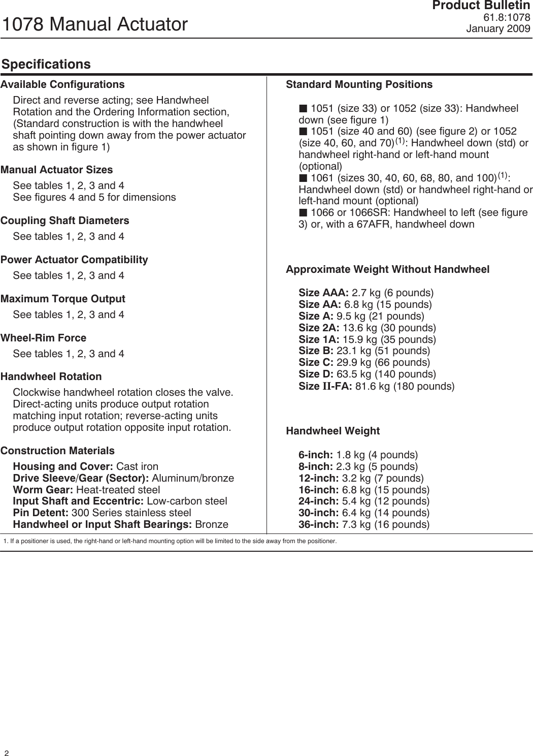 Page 2 of 12 - Emerson Emerson-Fisher-1078-Data-Sheet- D101339X012_Jan09  Emerson-fisher-1078-data-sheet