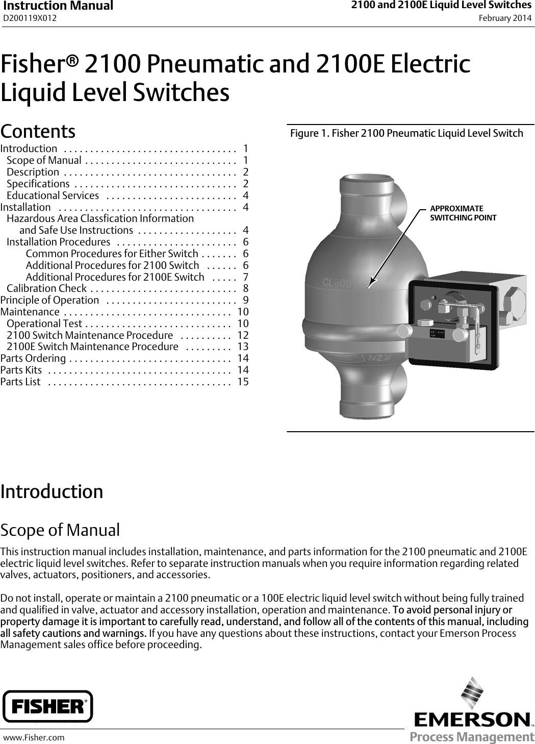 Emerson Fisher 2100 Instruction Manual