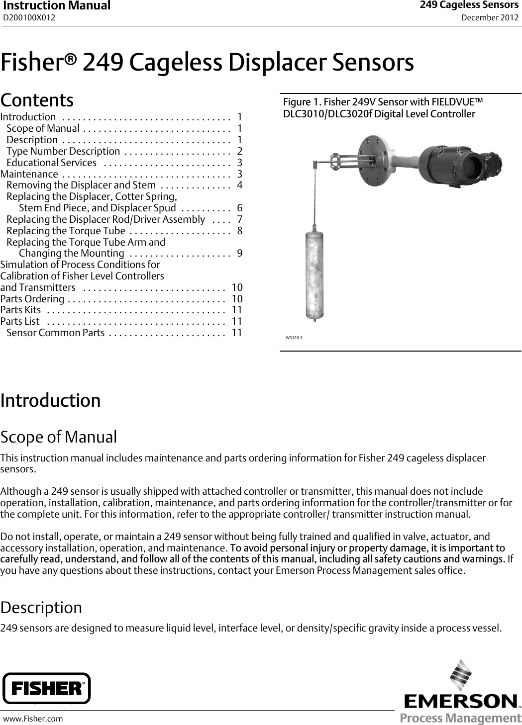 Emerson Fisher 249P 249Bp And 246Cp Instruction Manual