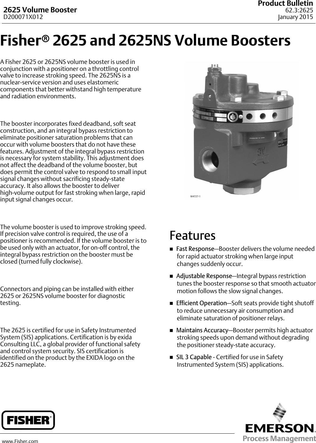 Page 1 of 8 - Emerson Emerson-Fisher-2625-And-2625Ns-Data-Sheet- D200071X012_Jan15_AQ  Emerson-fisher-2625-and-2625ns-data-sheet