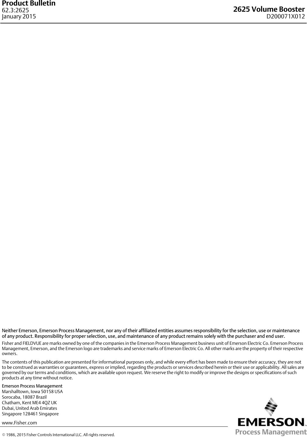 Page 8 of 8 - Emerson Emerson-Fisher-2625-And-2625Ns-Data-Sheet- D200071X012_Jan15_AQ  Emerson-fisher-2625-and-2625ns-data-sheet