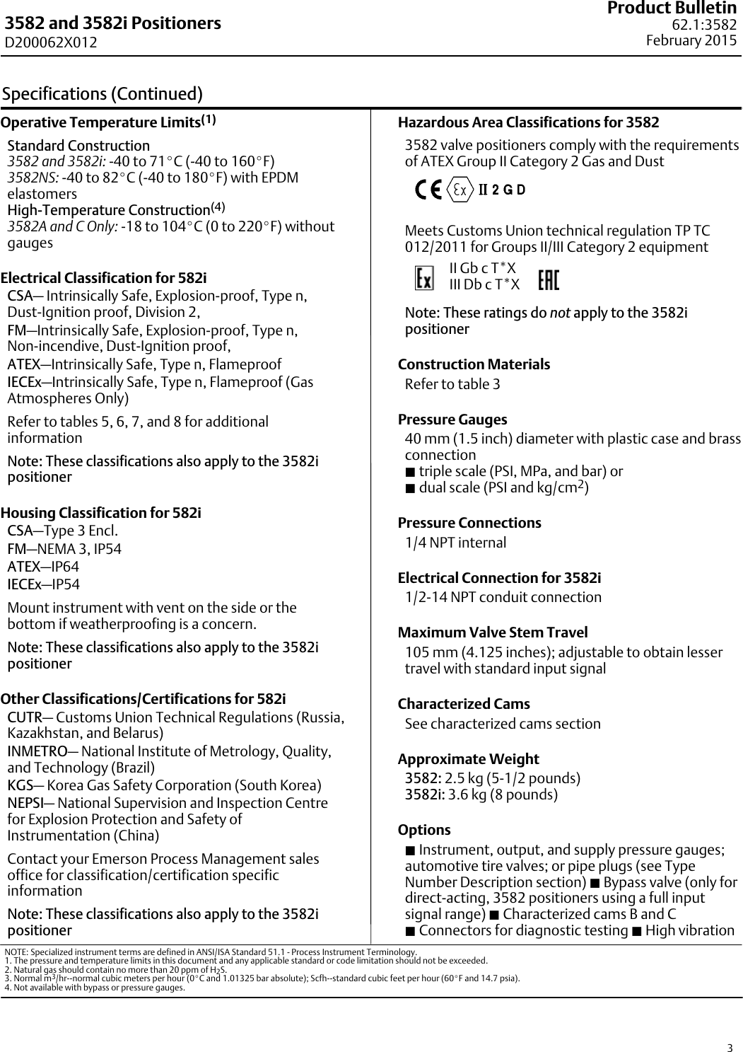 Page 3 of 12 - Emerson Emerson-Fisher-3582-Data-Sheet- D200062X012_Feb15_AQ  Emerson-fisher-3582-data-sheet