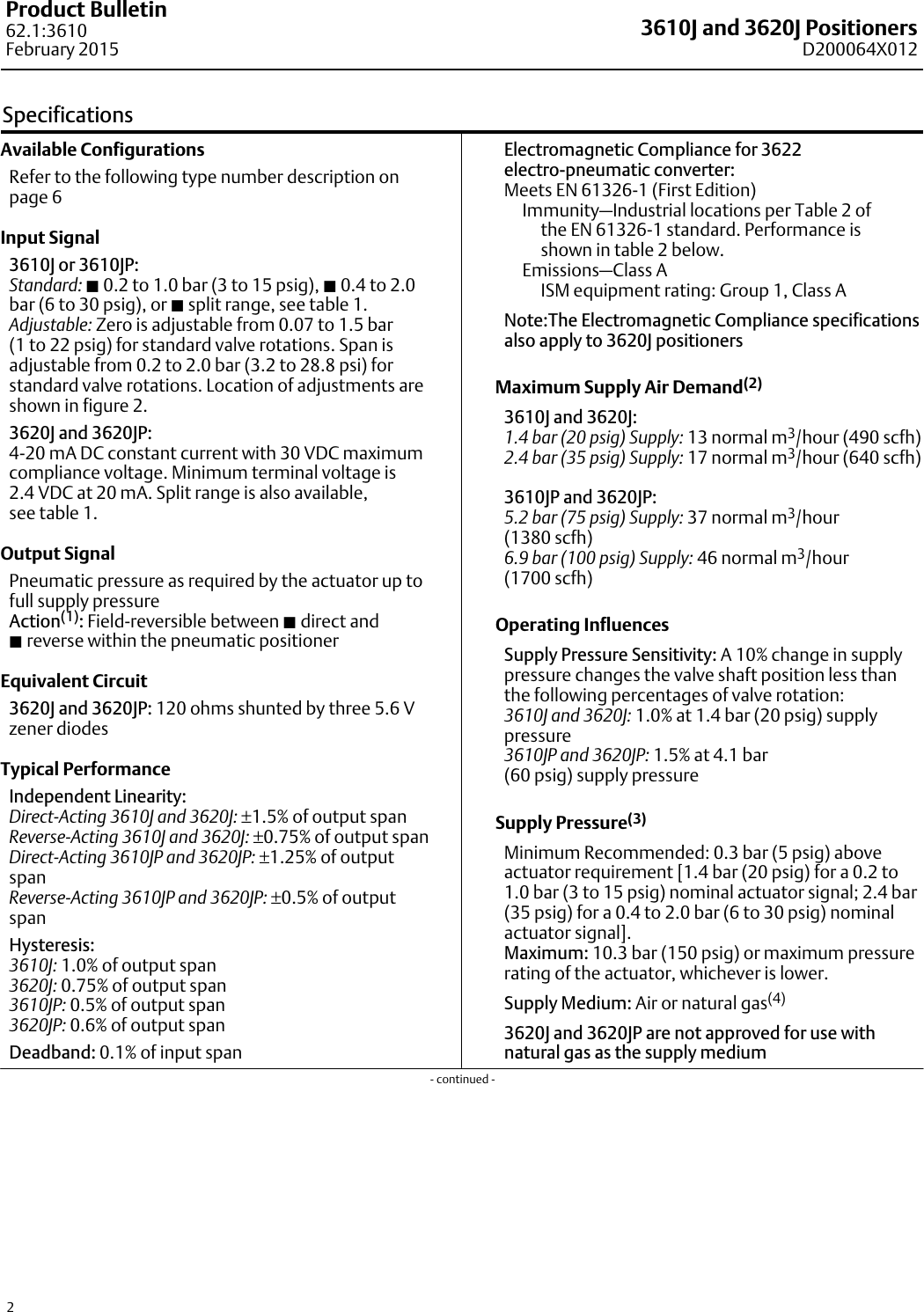 Page 2 of 12 - Emerson Emerson-Fisher-3610J-Data-Sheet- D200064X012_Feb15_AQ  Emerson-fisher-3610j-data-sheet