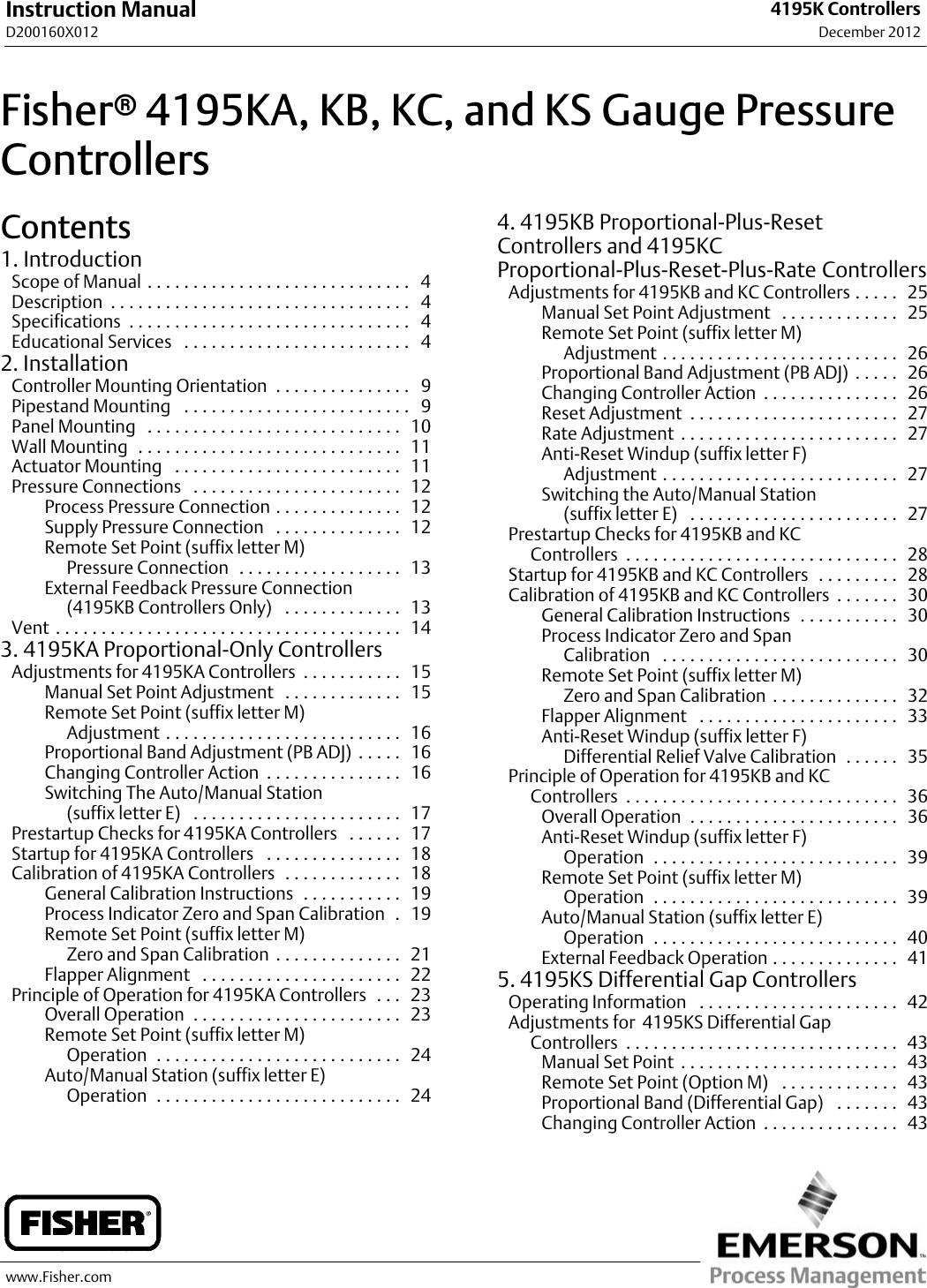 Emerson Fisher 4195K Instruction Manual