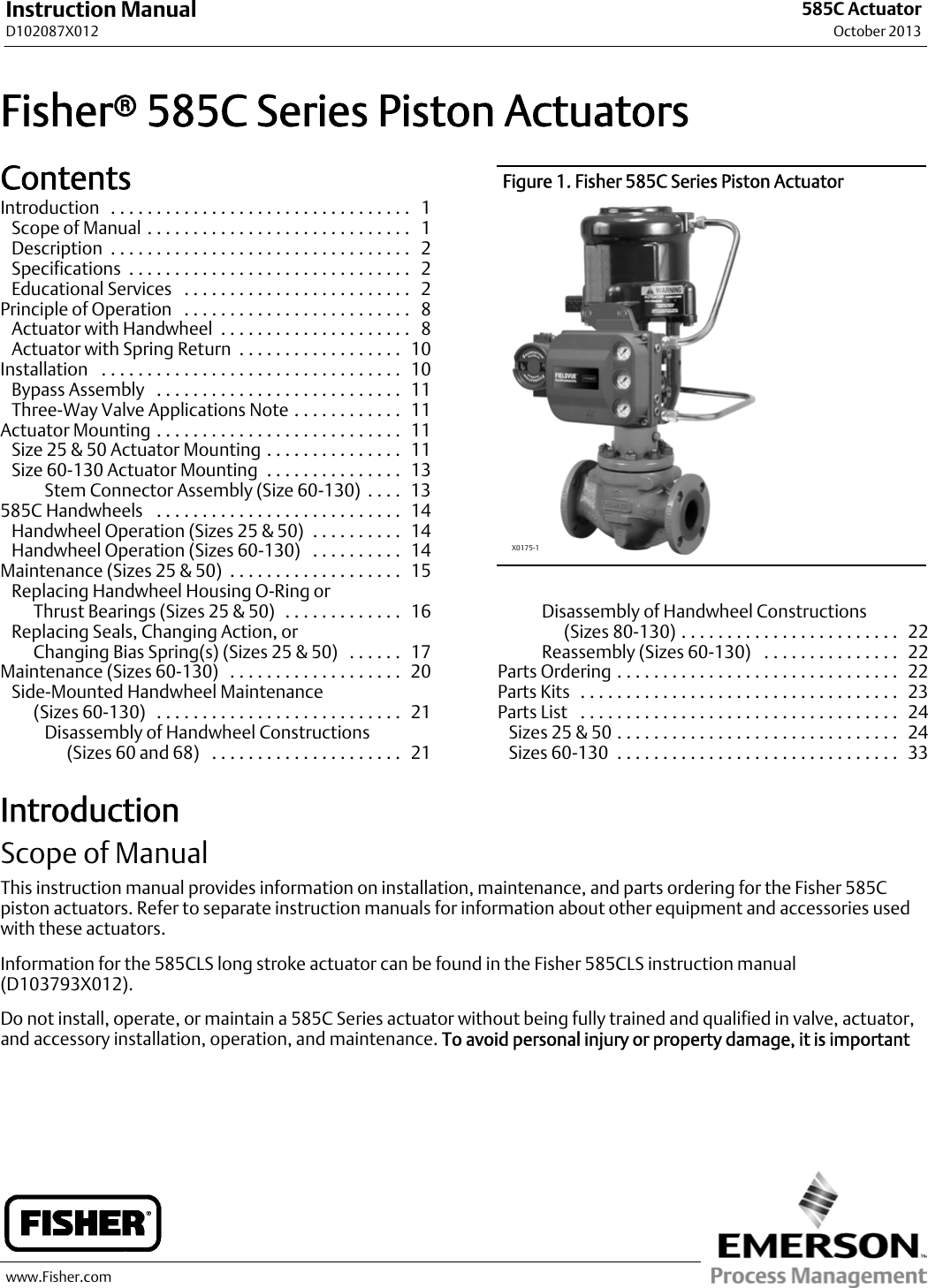 Emerson Fisher 585C Installation Instructions