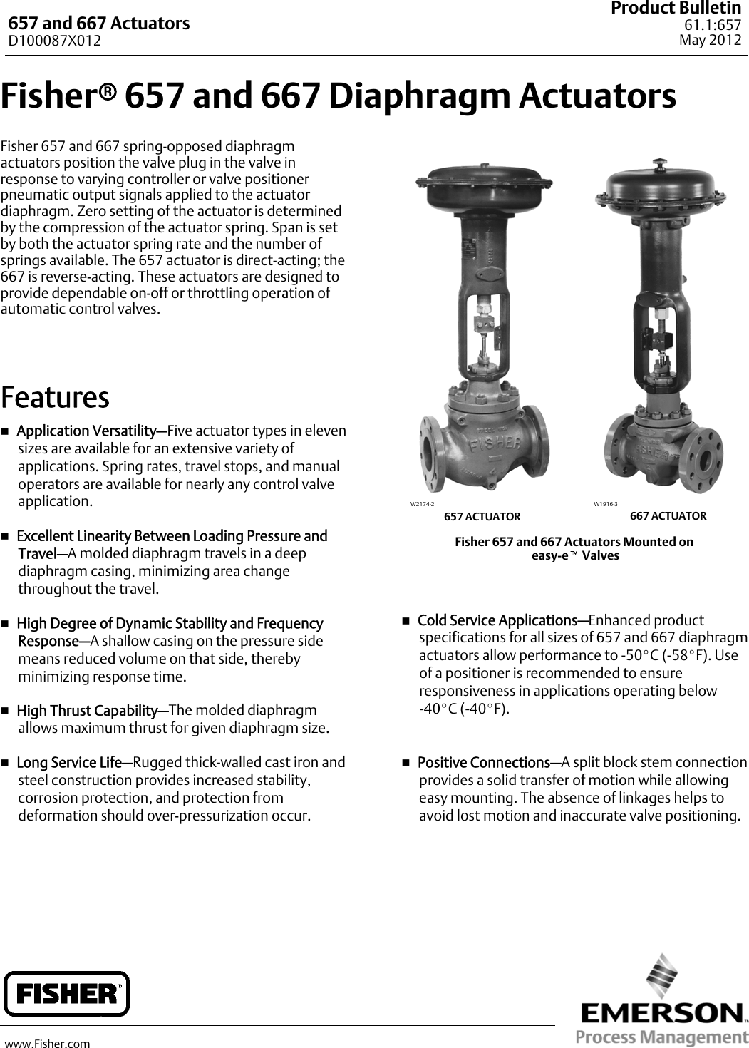 Emerson Fisher 657 And 667 Data Sheet