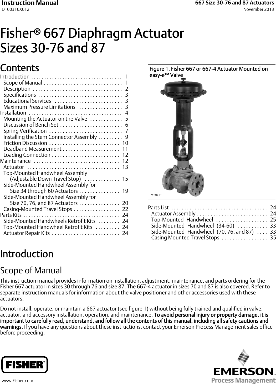 Emerson Fisher 657 And 667 Installation Instructions