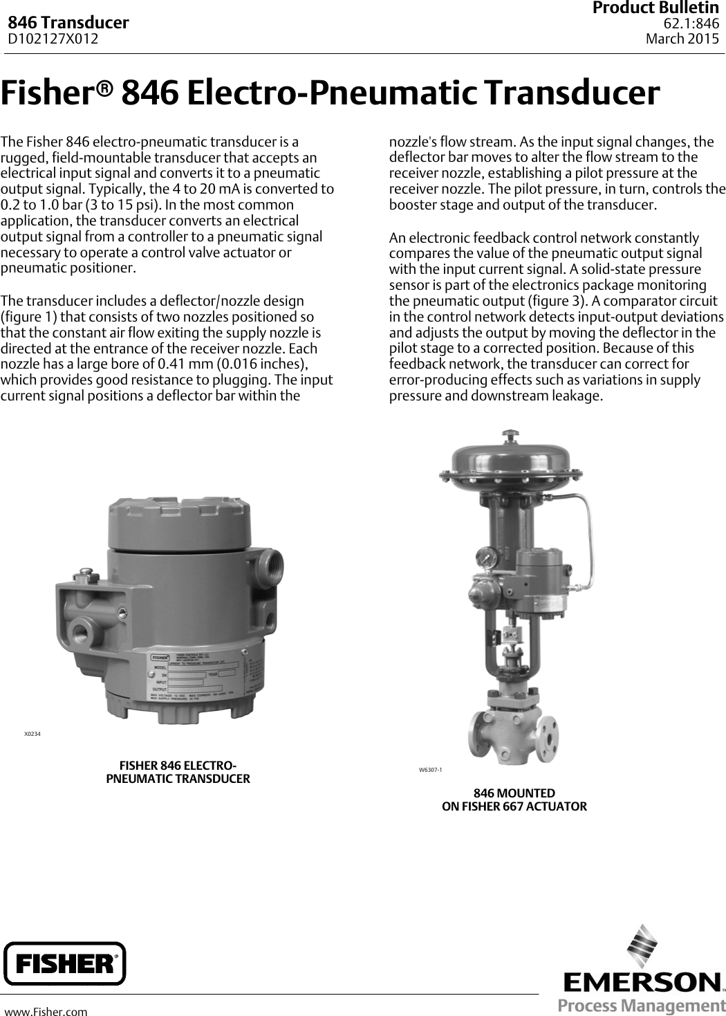 Page 1 of 12 - Emerson Emerson-Fisher-846-Data-Sheet- D102127X012_Mar15_AQ  Emerson-fisher-846-data-sheet