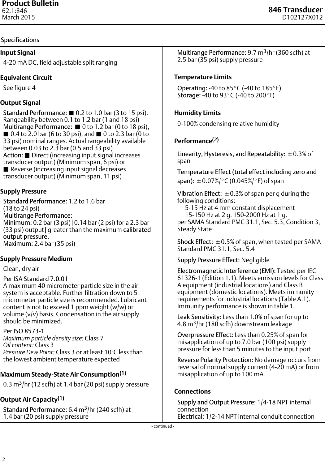 Page 2 of 12 - Emerson Emerson-Fisher-846-Data-Sheet- D102127X012_Mar15_AQ  Emerson-fisher-846-data-sheet