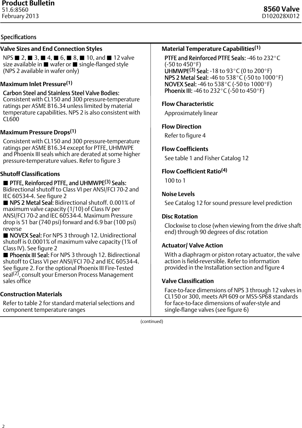Page 2 of 12 - Emerson Emerson-Fisher-8560-Data-Sheet-  Emerson-fisher-8560-data-sheet