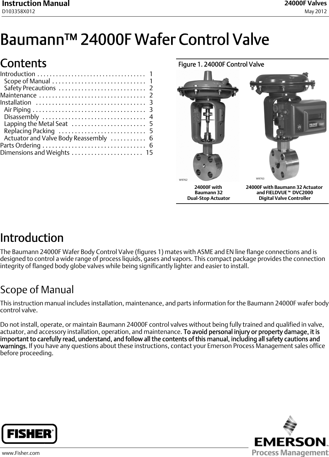 Emerson Fisher Baumann 24000F Instruction Manual