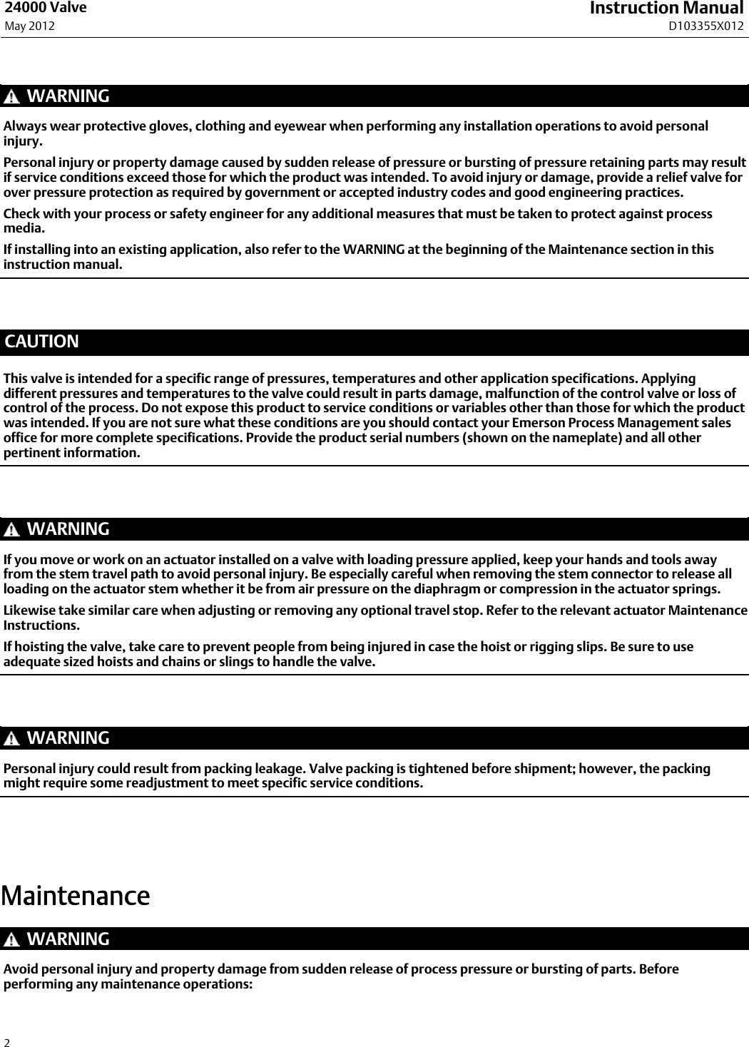 Page 2 of 12 - Emerson Emerson-Fisher-Baumann-24000-Instruction-Manual-  Emerson-fisher-baumann-24000-instruction-manual