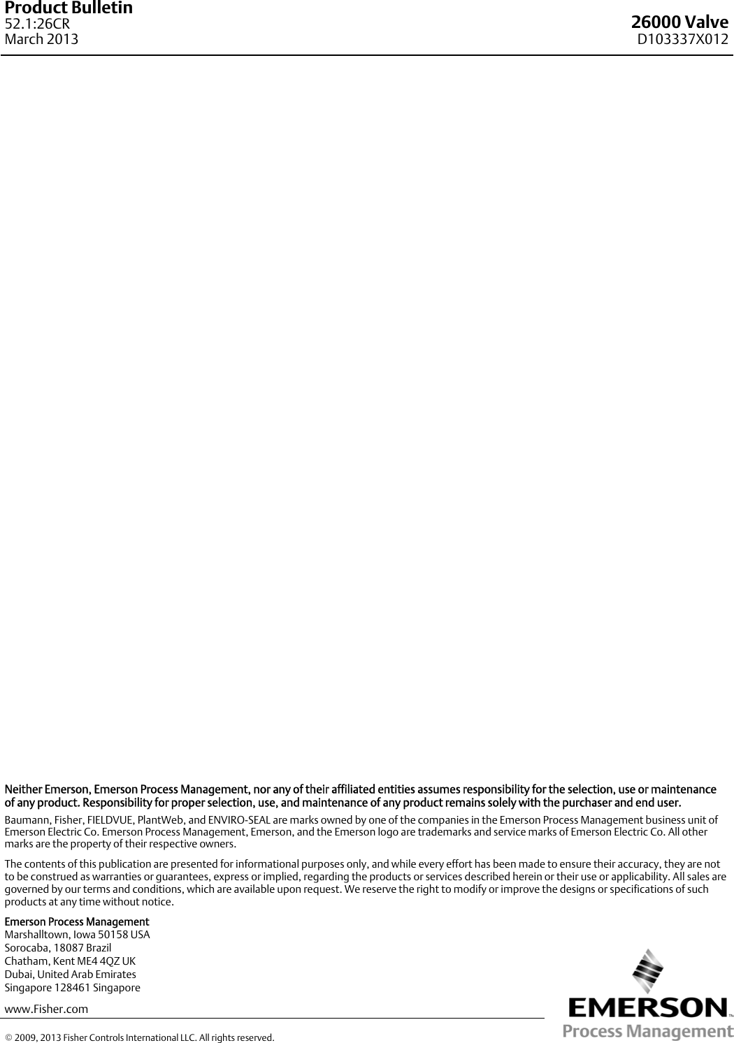 Page 8 of 8 - Emerson Emerson-Fisher-Baumann-26000-Data-Sheet-  Emerson-fisher-baumann-26000-data-sheet