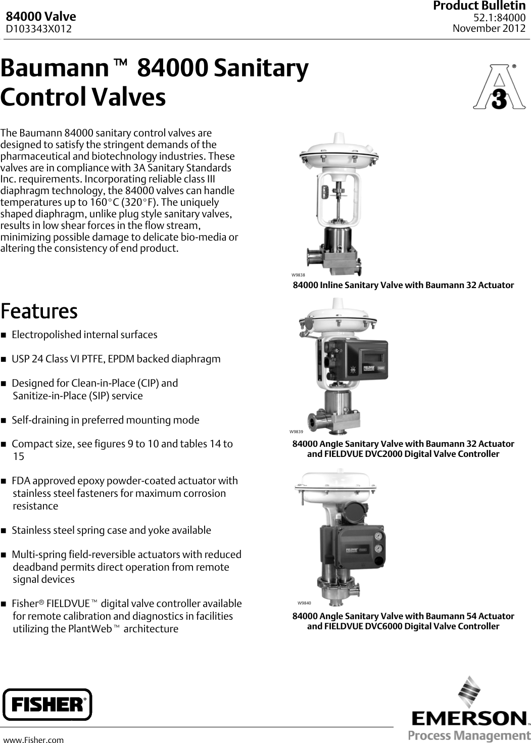 Page 1 of 12 - Emerson Emerson-Fisher-Baumann-84000-Data-Sheet-  Emerson-fisher-baumann-84000-data-sheet