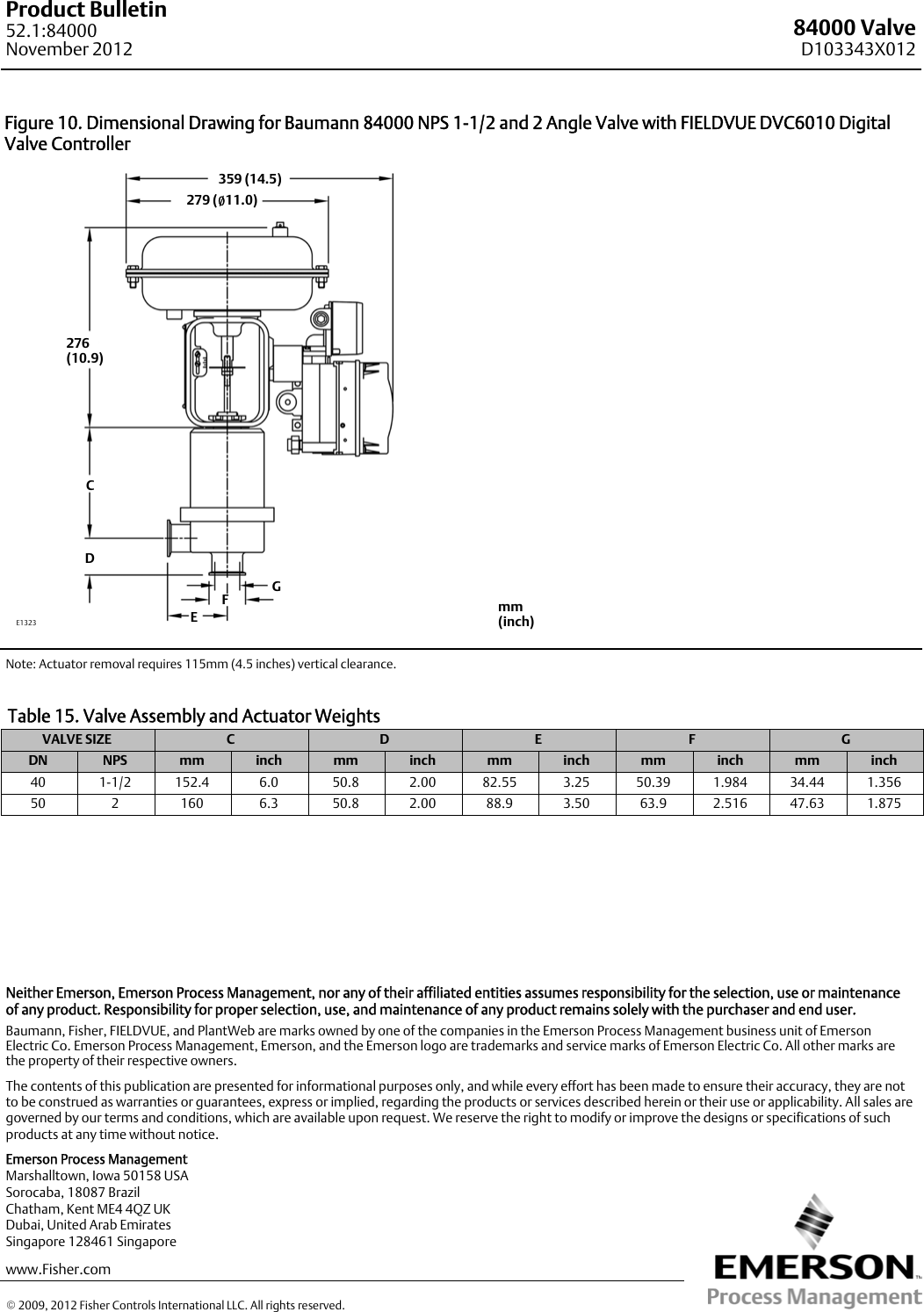 Page 12 of 12 - Emerson Emerson-Fisher-Baumann-84000-Data-Sheet-  Emerson-fisher-baumann-84000-data-sheet