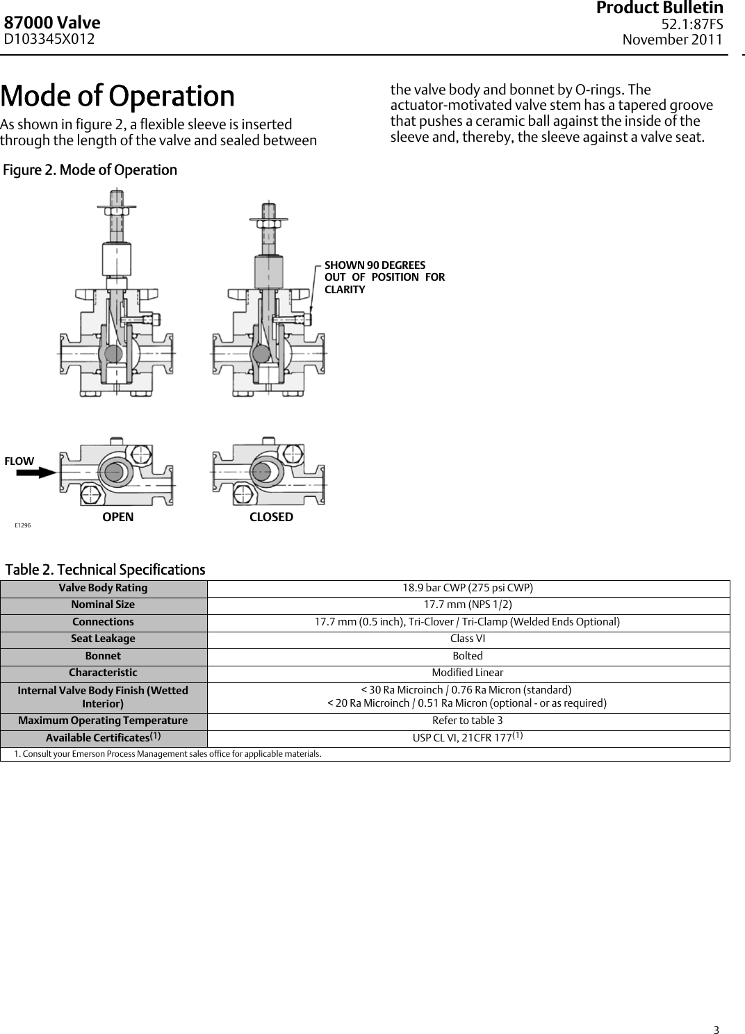 Page 3 of 8 - Emerson Emerson-Fisher-Baumann-87000-Data-Sheet-  Emerson-fisher-baumann-87000-data-sheet