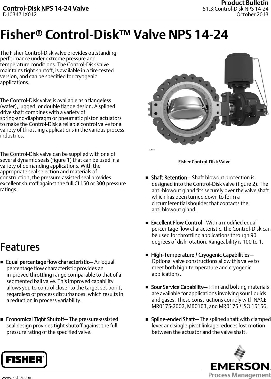 Page 1 of 12 - Emerson Emerson-Fisher-Control-Disk-Data-Sheet-  Emerson-fisher-control-disk-data-sheet