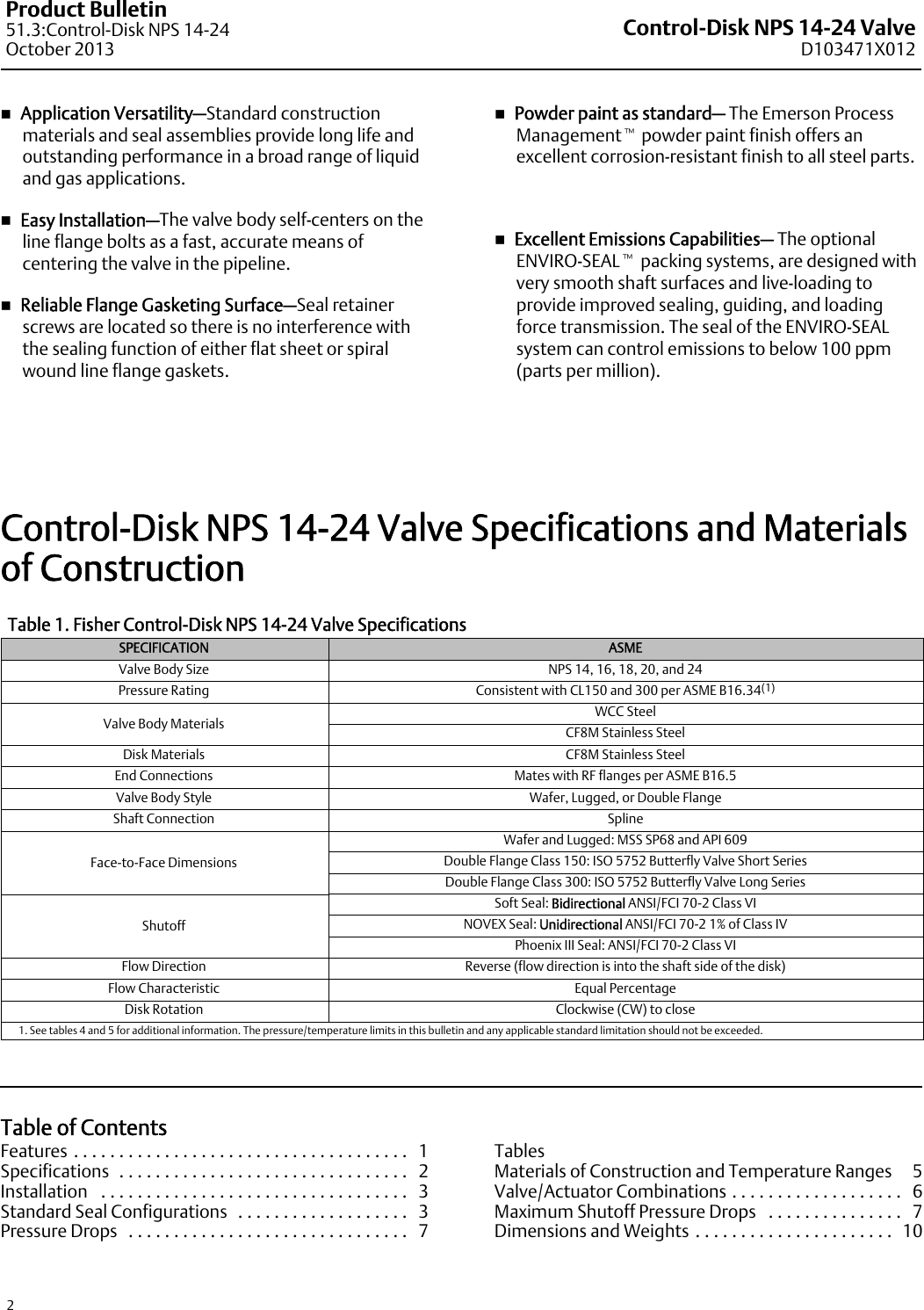 Page 2 of 12 - Emerson Emerson-Fisher-Control-Disk-Data-Sheet-  Emerson-fisher-control-disk-data-sheet