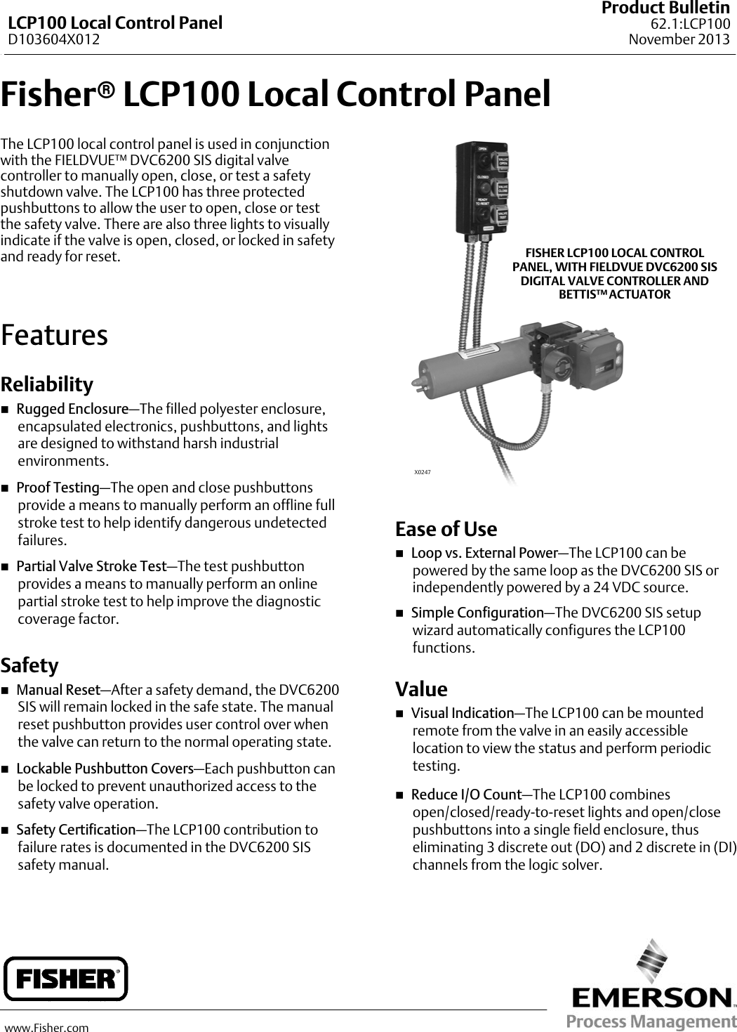 Emerson Fisher Fieldvuedvc6200 Sis Digital Valve Controller Data Sheet