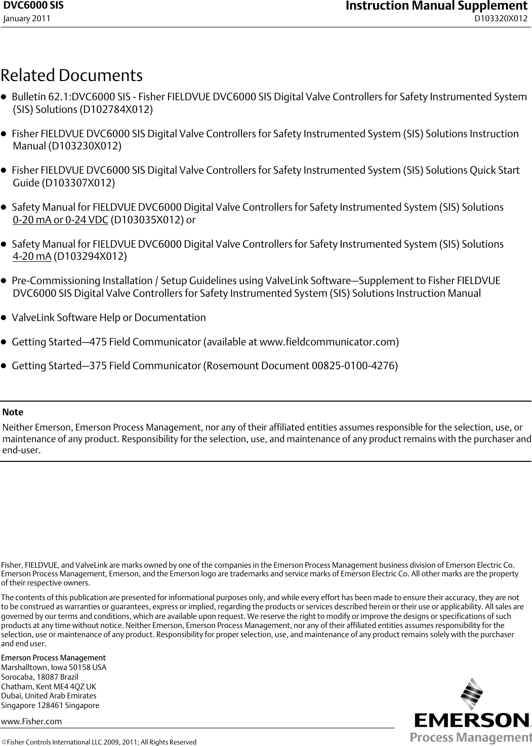 Page 6 of 6 - Emerson Emerson-Fisher-Fieldvuedvc6200-Sis-Digital-Valve-Controller-Instruction-Manual-  Emerson-fisher-fieldvuedvc6200-sis-digital-valve-controller-instruction-manual