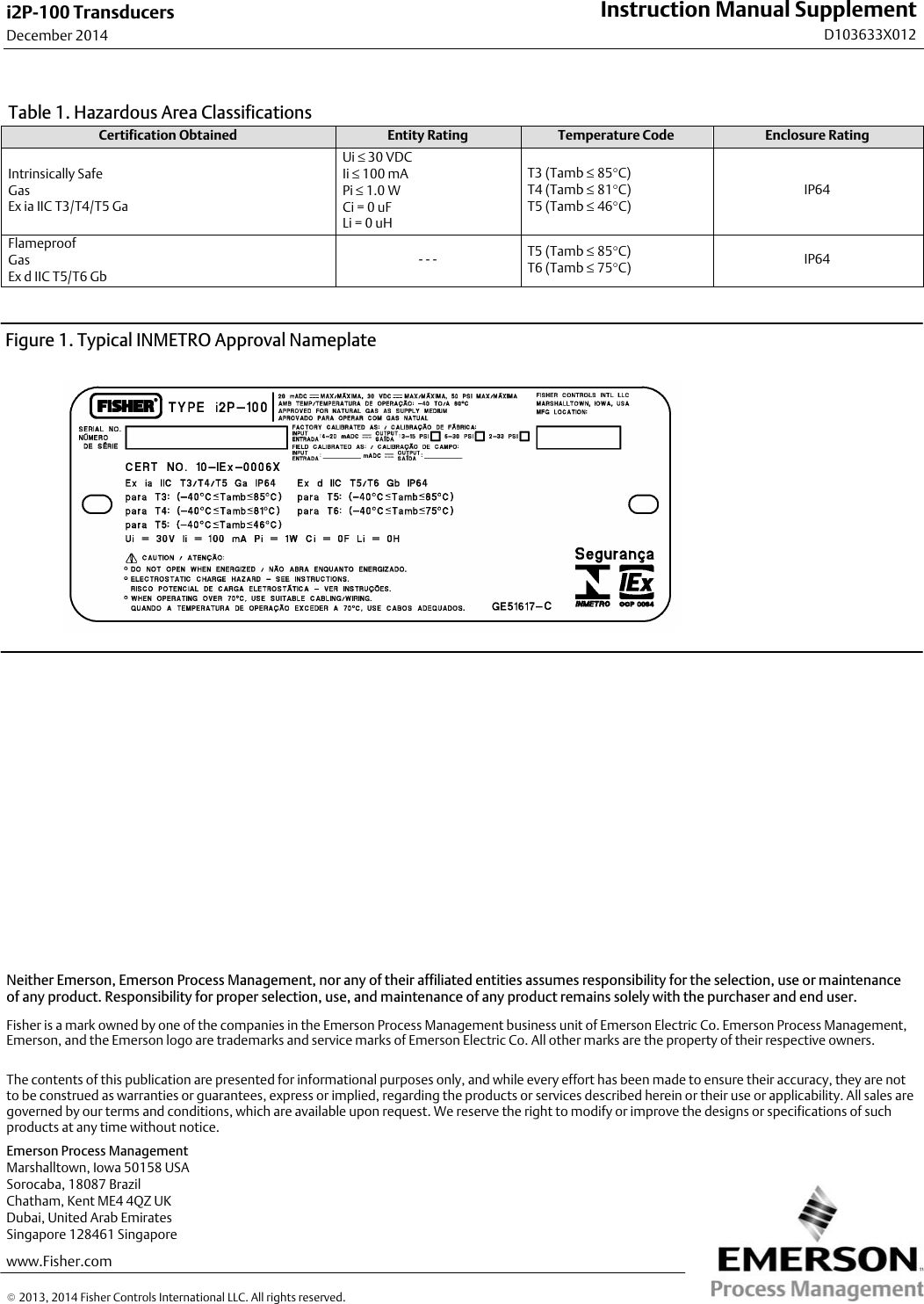 Page 2 of 2 - Emerson Emerson-Fisher-I2P-100-Instruction-Manual- D103633X012_Dec14  Emerson-fisher-i2p-100-instruction-manual